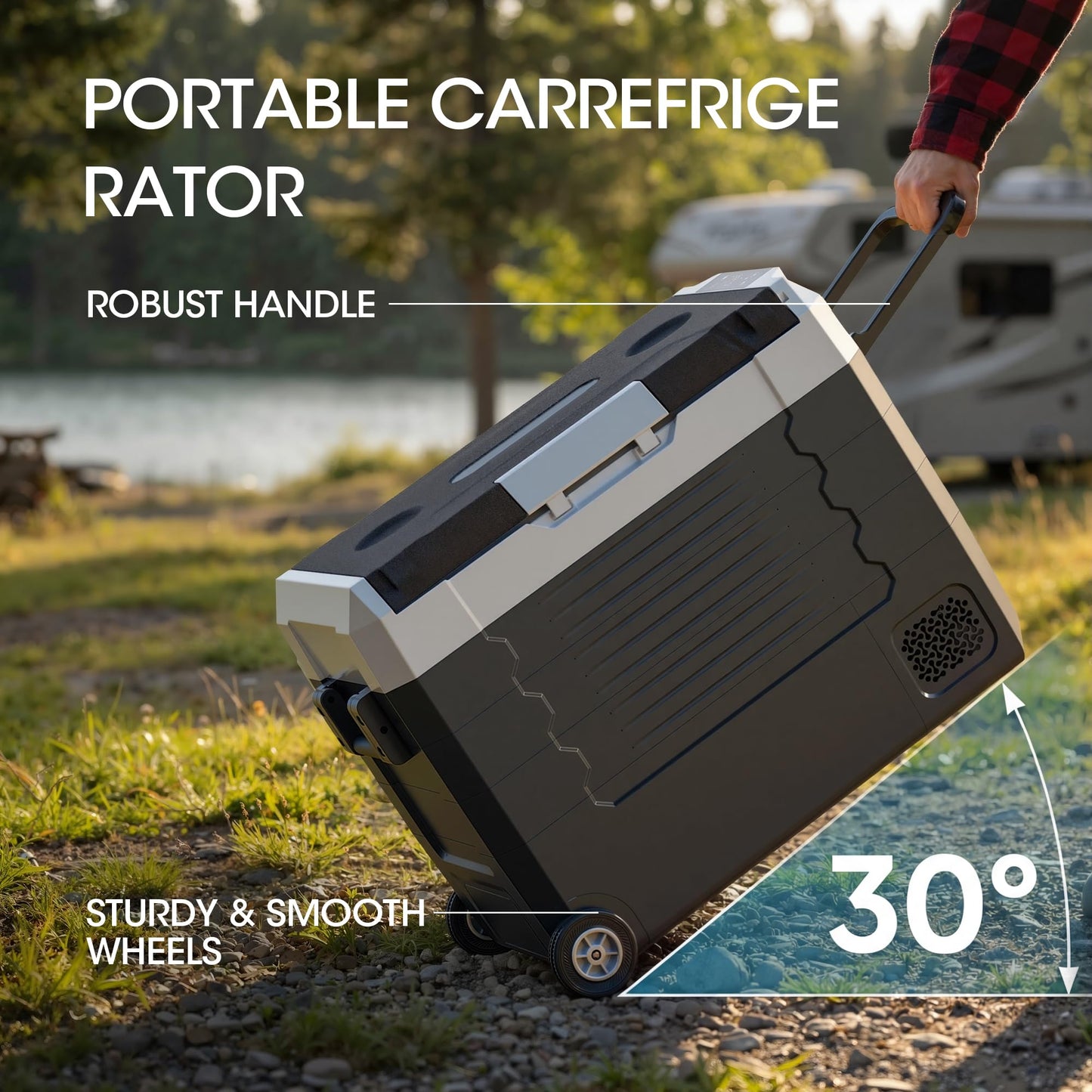 12 Volt Portable Refrigerator, 37QT/58QT Electric Cooler, Electric Cooler APP Control, for Travel, Camping, Boat