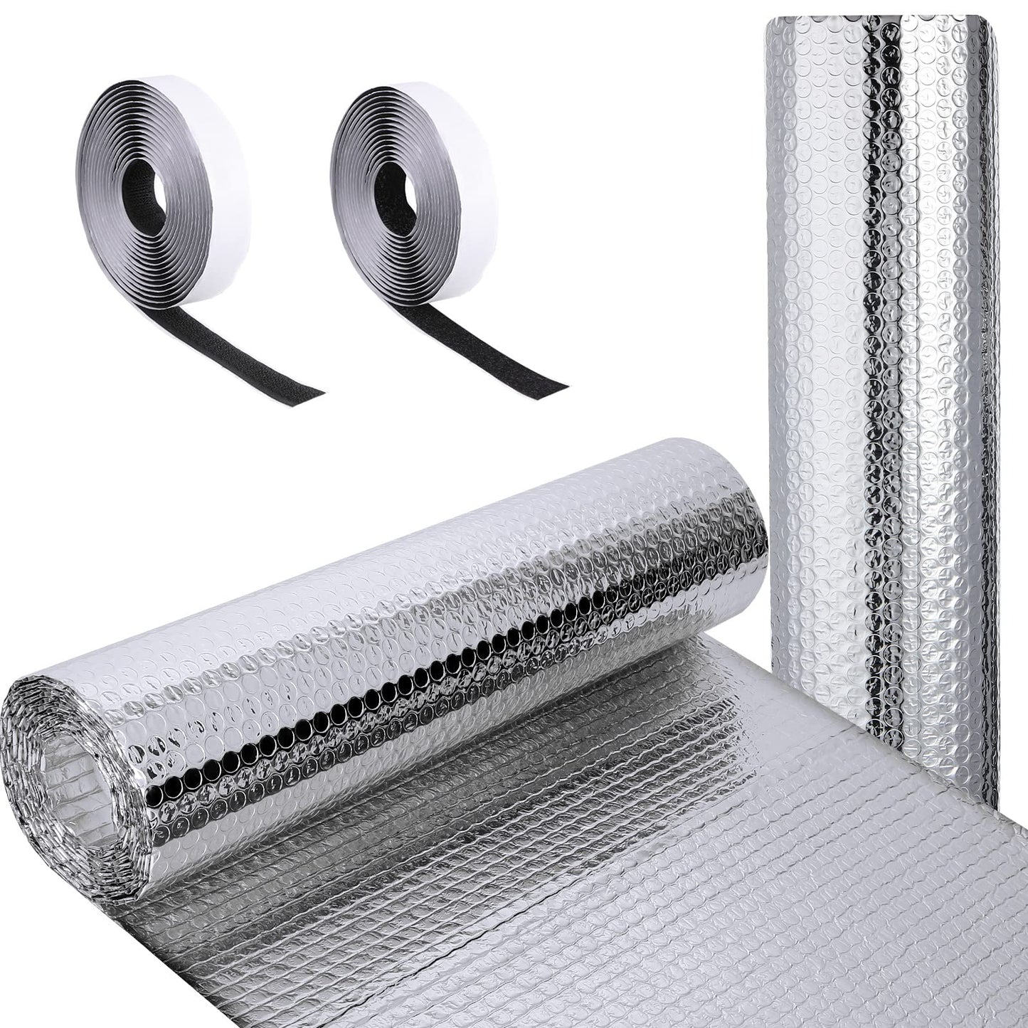 Frienda Double RV Door Window Shade Cover Blackout Reflective Insulation Roll 47x181 Inches Aluminum Foil Insulation Kit for Rv Garage Roof Door Window Skylight Shade(Silver)