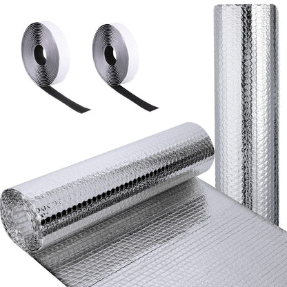 Frienda Double RV Door Window Shade Cover Blackout Reflective Insulation Roll 47x181 Inches Aluminum Foil Insulation Kit for Rv Garage Roof Door Window Skylight Shade(Silver)