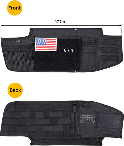 Upgraded Sun Visor Organizer Compatible with Wrangler JL & JT 2018-2023, QMPARTS Driver's Side Front Tactical Visor Storage Cover Molle Webbing Visor Storage Holder Pouch, Multi-Pocket Net Zipper - OMOTOR