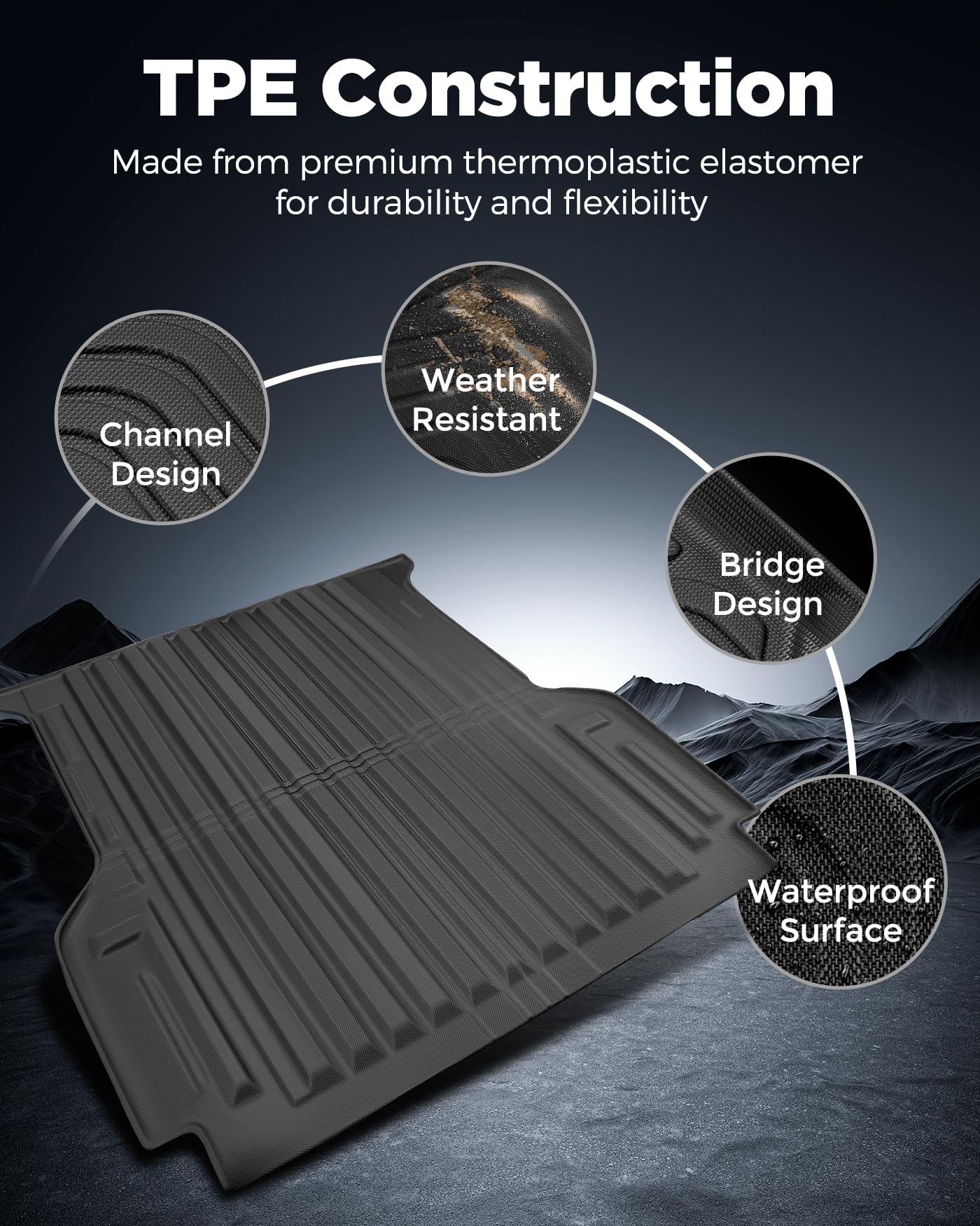 5ft Bed Anti-Slip Waterproof All-Weather Floor Mats For Ford Ranger 2024 - 2026