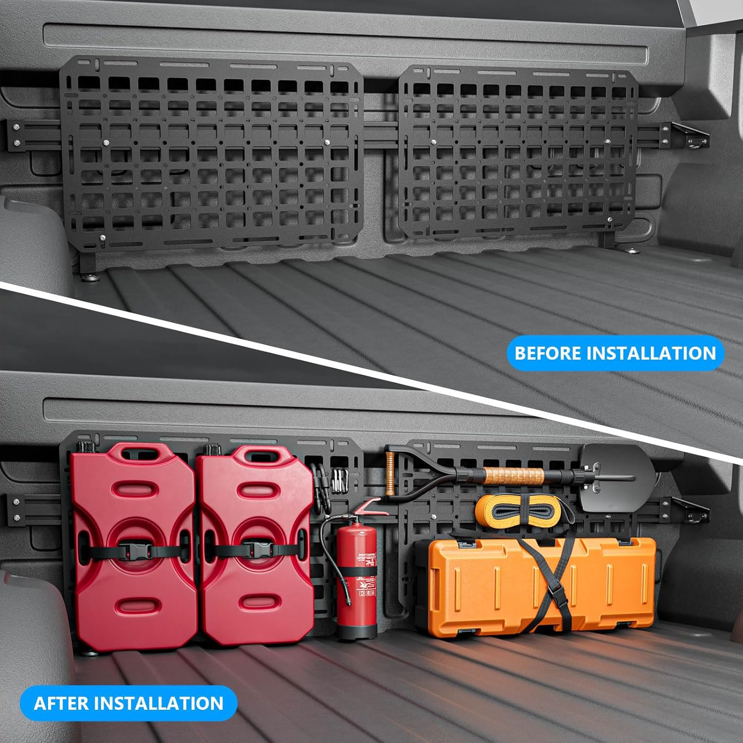 Front Molle Panel Compatible with 2015-2024 Ford F150 Truck Bed Molle Panel System Replacement for 2015-2024 Ford F-150 Accessories(Front Bed Molle Panel)