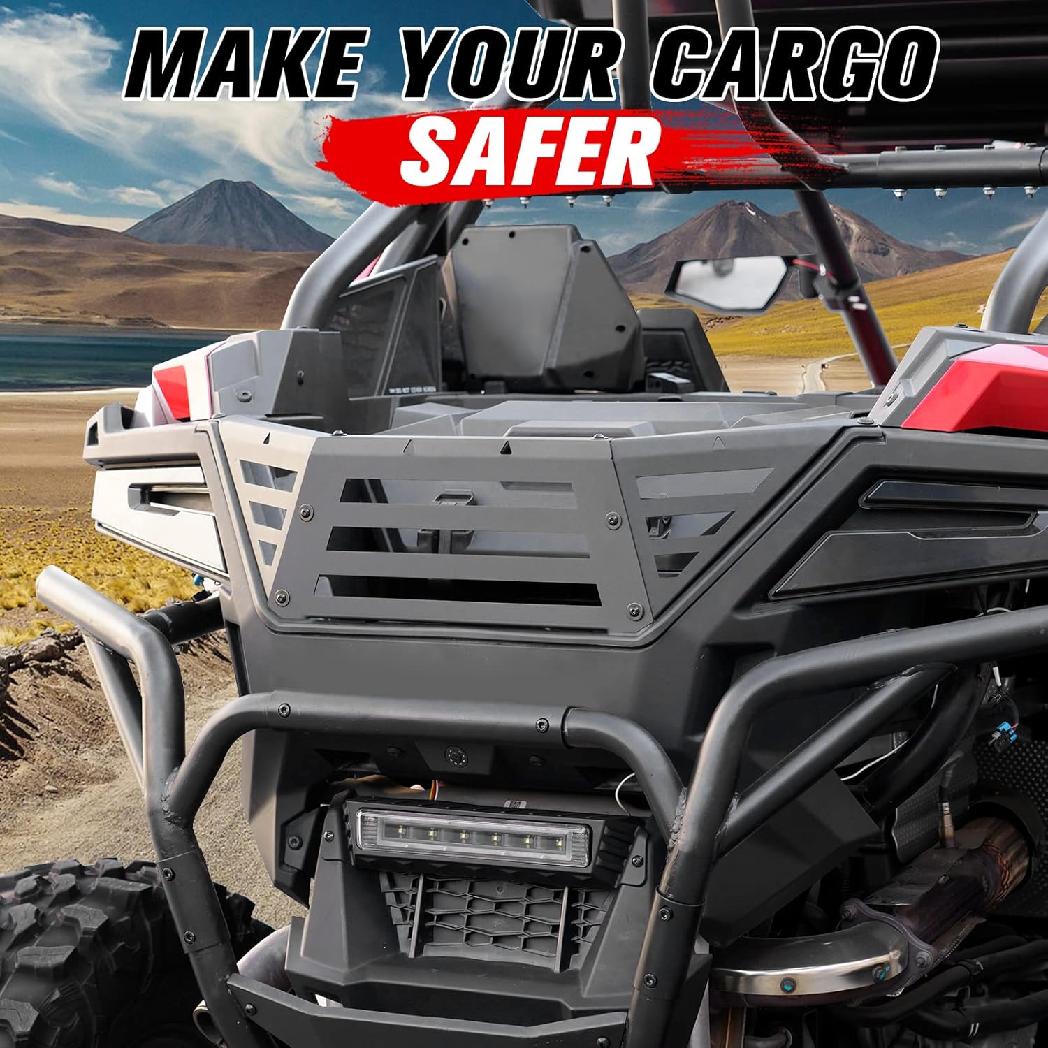A & UTV PRO Bed Enclosure Tailgate for Polaris RZR PRO XP / XP4 2020 2021 2022 2023 2024, for RZR Turbo R 2022-2024, UTV Heavy Duty Steel Rear Cargo Bed Rack Extender Accessories, Black
