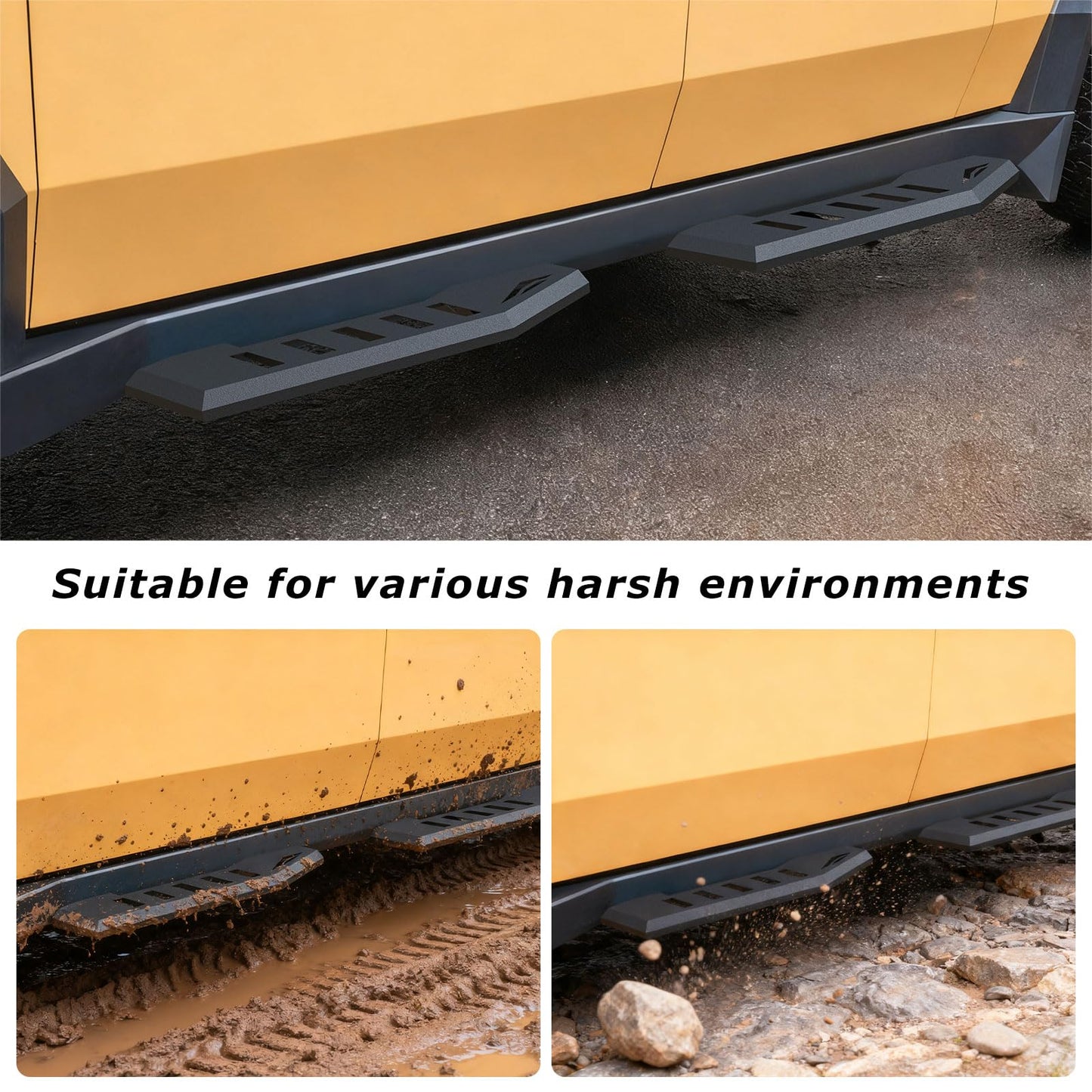 4PCS Heavy-Duty Carbon Steel Running Boards Side Steps for Tesla Cybertruck 2024-2026