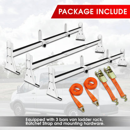 Ladder Rack for Van Compatible with Chevy Express 1500 2500 3500 Ford Econoline GMC Savana Fullsize with Rain Gutter