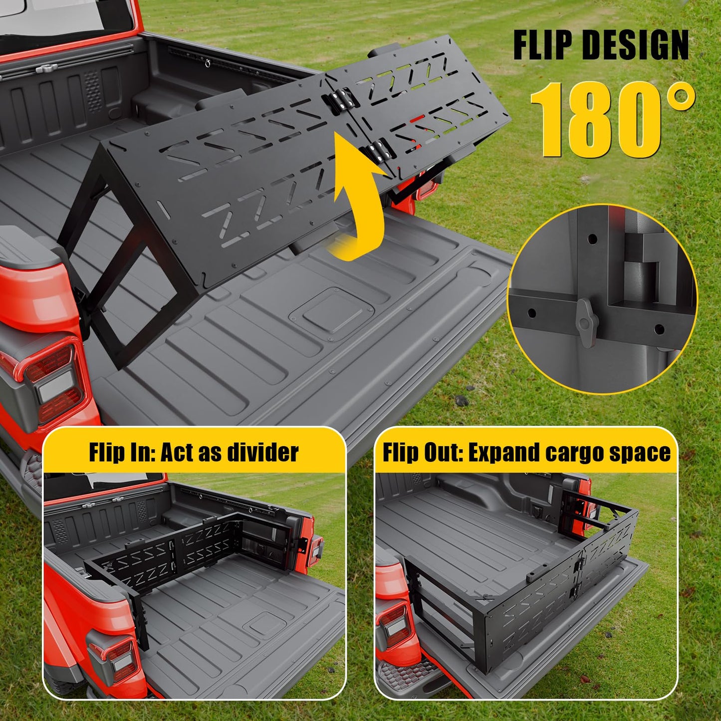 Flip-Over Truck Bed Extender Compatible with 2015-2026 Ford F150 2022-2025 F150 Lightning