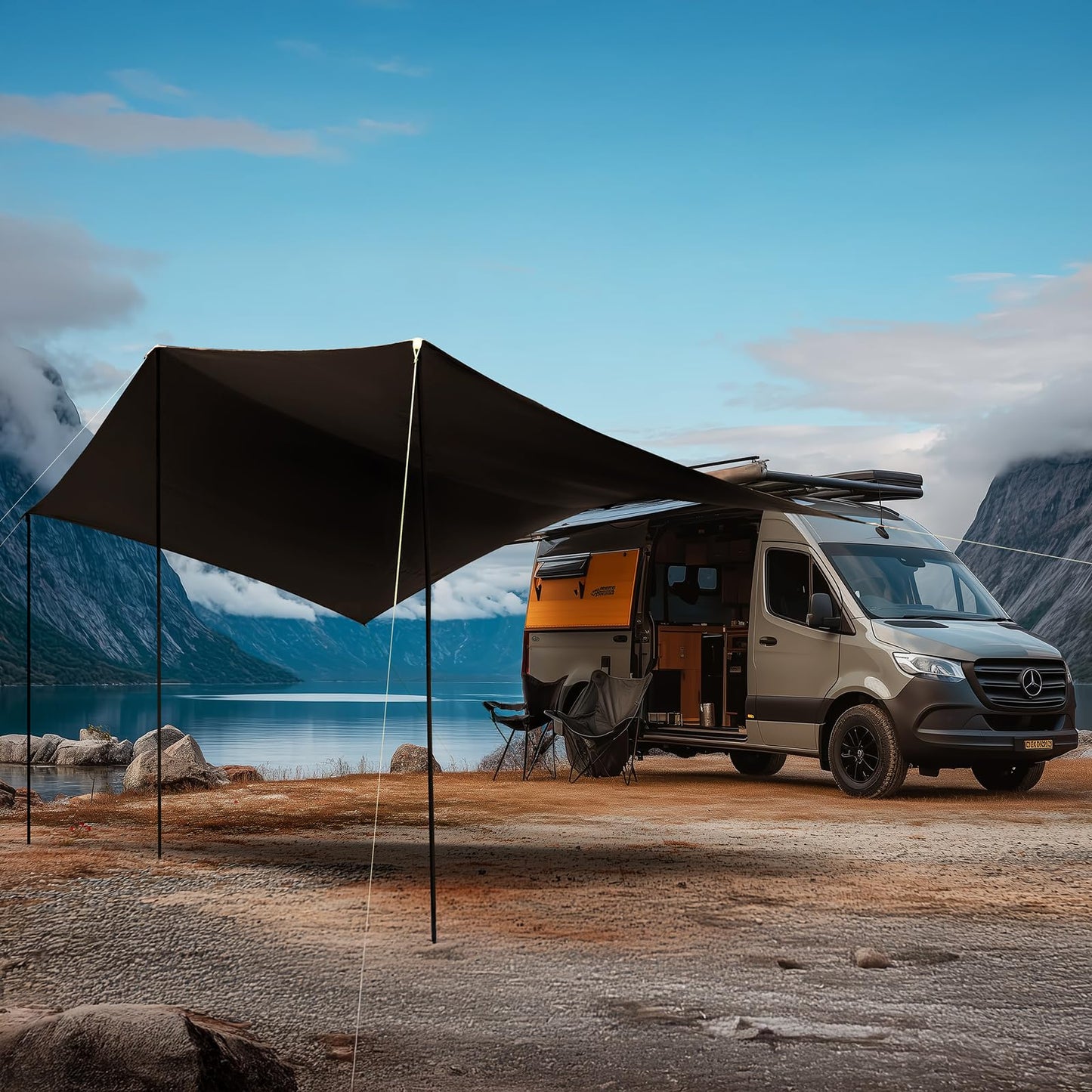 19x9.8ft Retractable Car Awning with Blackout Coating for Vehicle/Truck/Jeep/SUV/Van