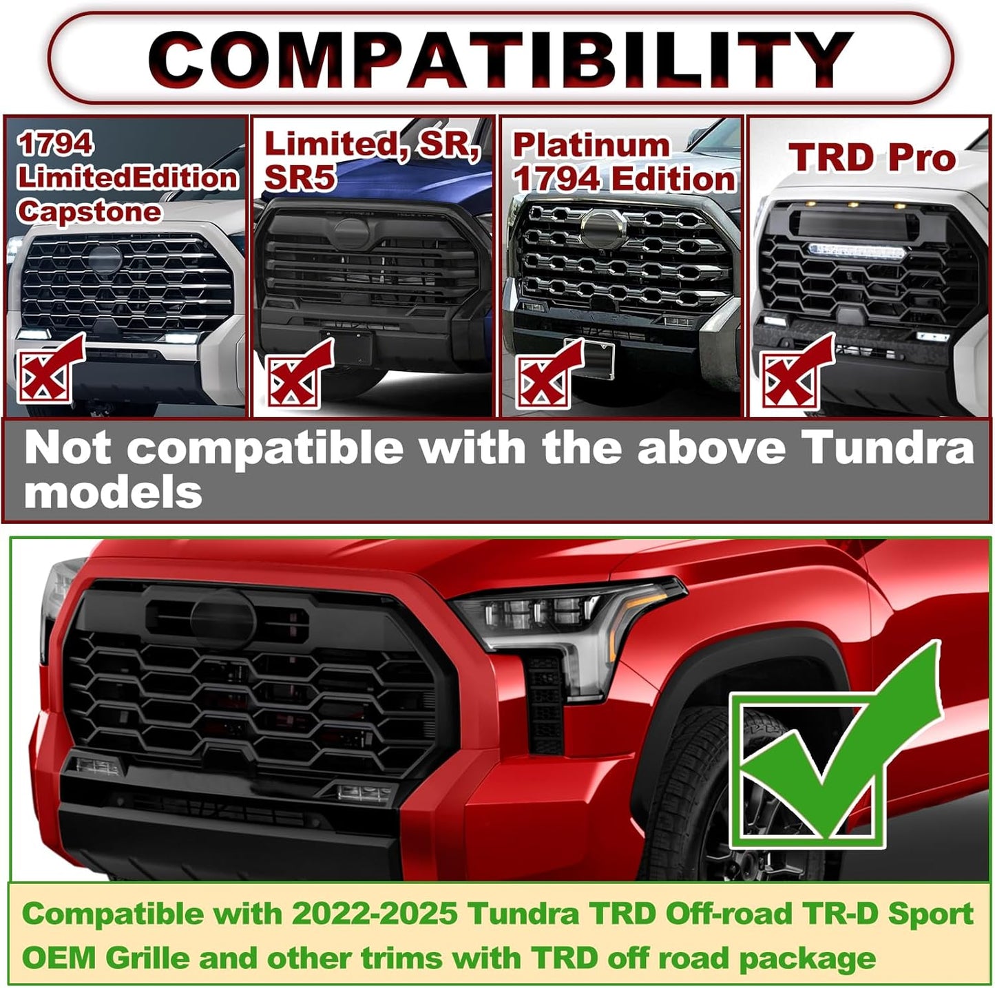 4PCS LED Front Grill Lights for Toyota Tundra 2022-2026 3rd Gen