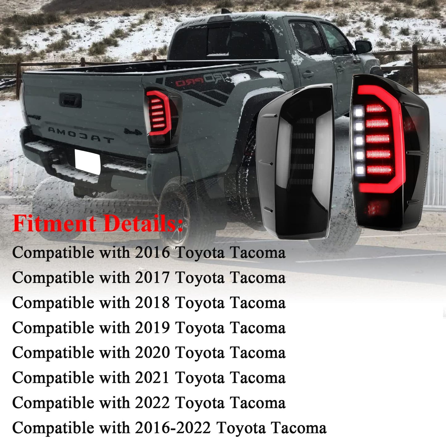 LED Brake Tail Light Rear Lamp Fit for 2016 - 2023 Toyota Tacoma