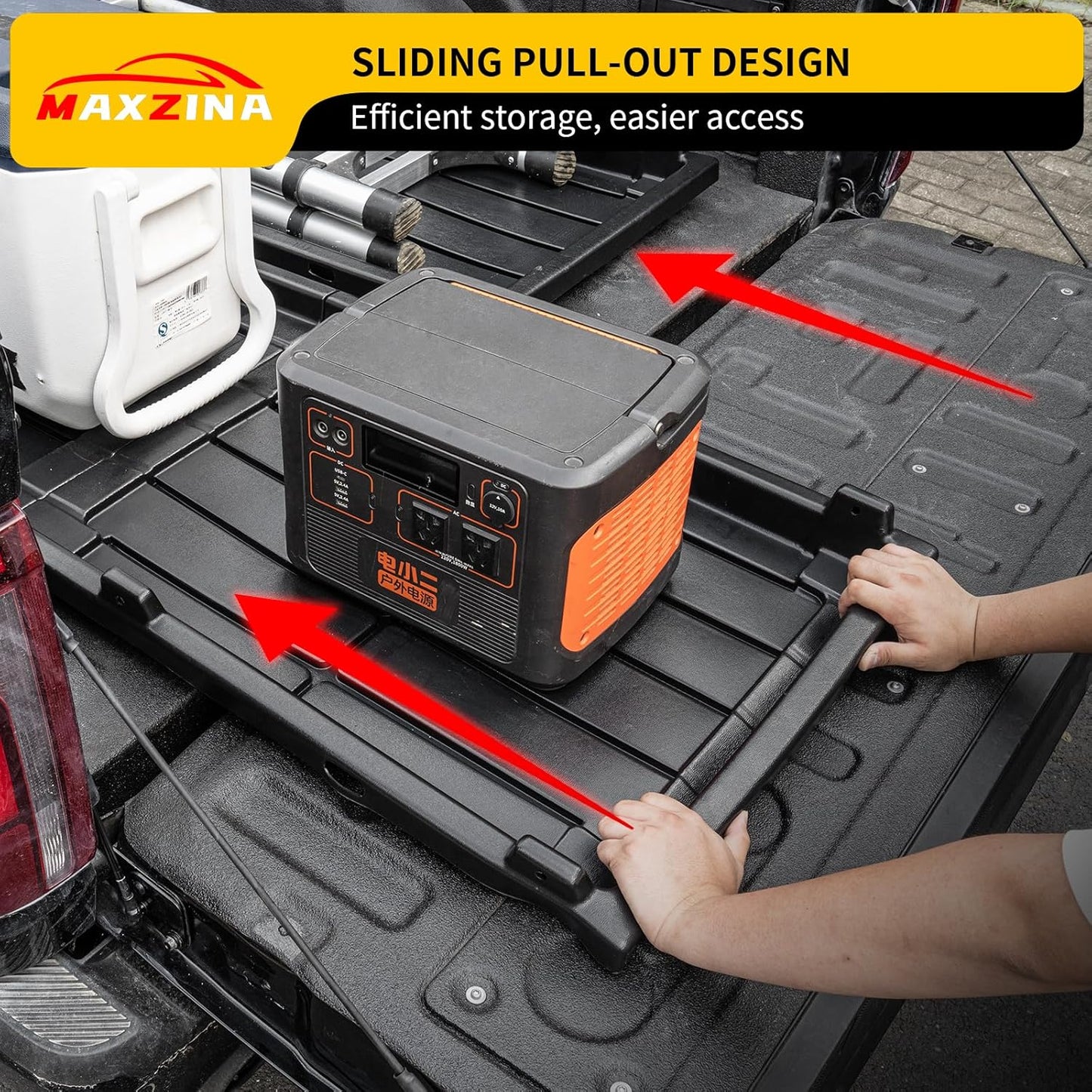 Slide-Out Truck Bed Cargo Tray Compatible with Ford F-150 Chevy Silverado GMC Sierra Dodge Ram Toyota Tundra ABS Plastic Lightweight Truck Bed Organizer Trolley System (62.36''*47.71''*3.47'')
