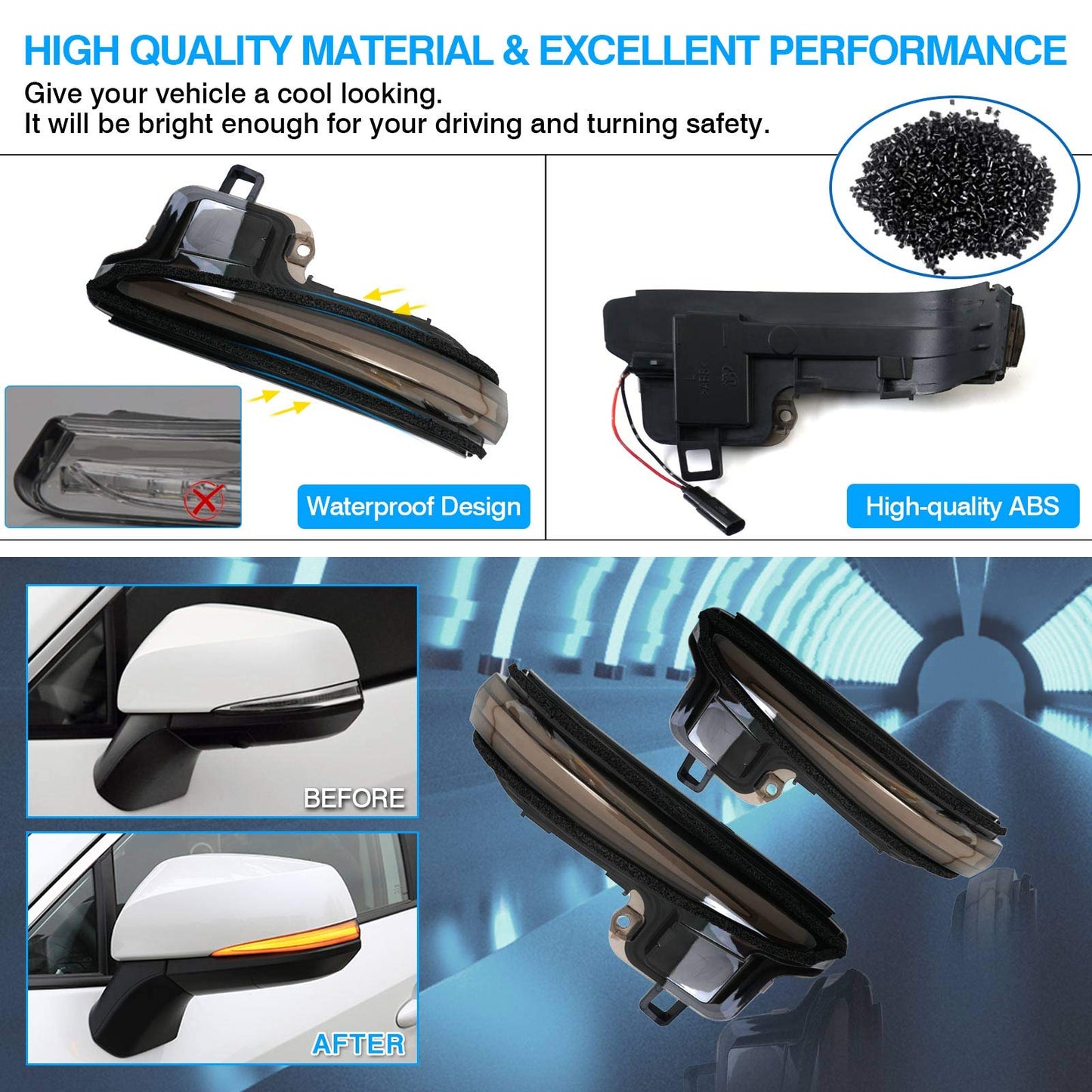 2Pcs Car Led Side Mirrors for Toyota RAV4 2019-2025/2016-2024 Tacoma/2020-2025 Highlander