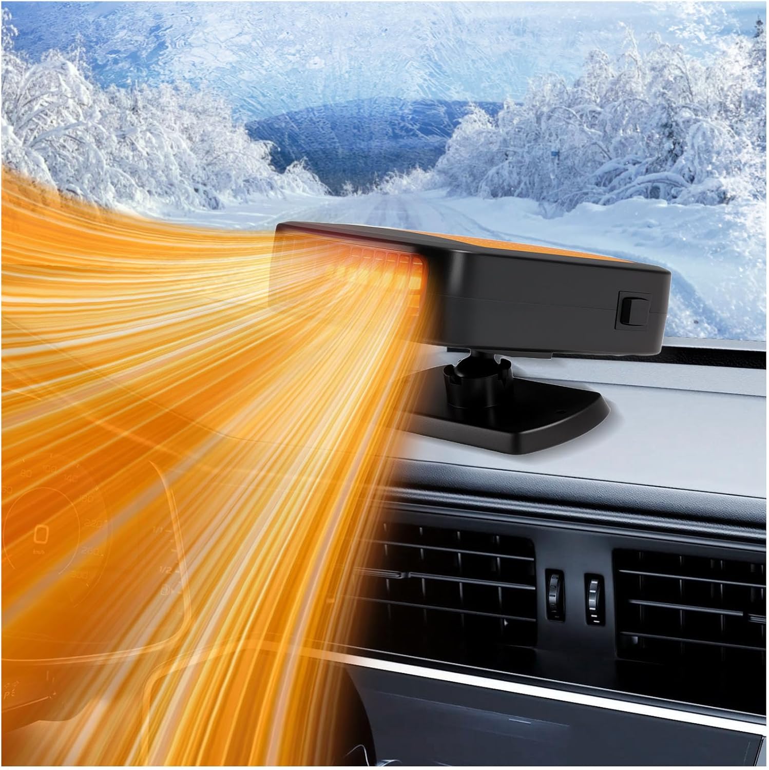 12V Portable Car Heater for Vehicle（ Plugs into Cigarette Lighter）,360° Rotatable Car Defroster Windshield Heater