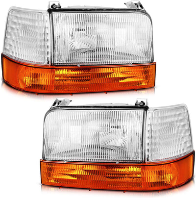 Halogen Headlights for 1992-1998 Ford F-150, F-Super Duty, F-250, F-350 & 1992-1996 Ford Bronco - Replacement with Corner and Signal Lights
