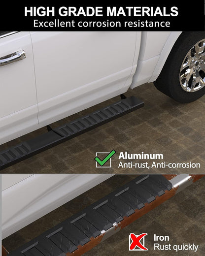 6 inch Running Boards Compatible with 2007-2018 Chevy Silverado/GMC Sierra 1500, 2007-2019 2500HD 3500HD Double/Extended Cab, Textured/Side Step/Nerf Bars (Incl. 2019 Sierra 1500 Limited) - OMOTOR