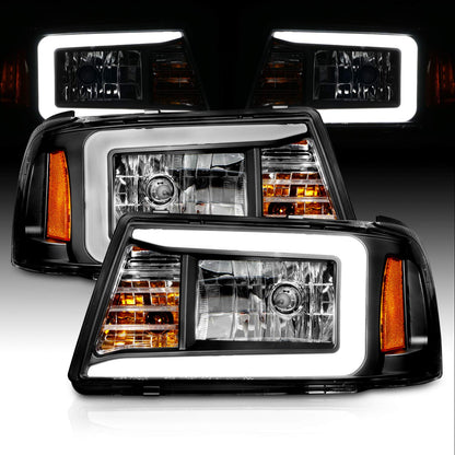 2Pcs LED Tube Black Replacement Headlights Corner Lamp Set for Ford Ranger 2001-2011