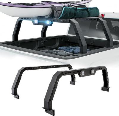Overland Bed Racks Truck Cargo Carrier With 2 Light Bar Compatible for 2014-2023 Chevy Silverado 1500 & 2009-2023 Ford F150 & 2002-2023 Dodge Ram 1500