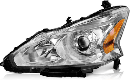 Headlights for 2013-2015 Nissan Altima 4Dr Sedan Headlight Assembly Pair Replacement for 2013 2014 2015 Altima Black Housing Amber Reflector - OMOTOR