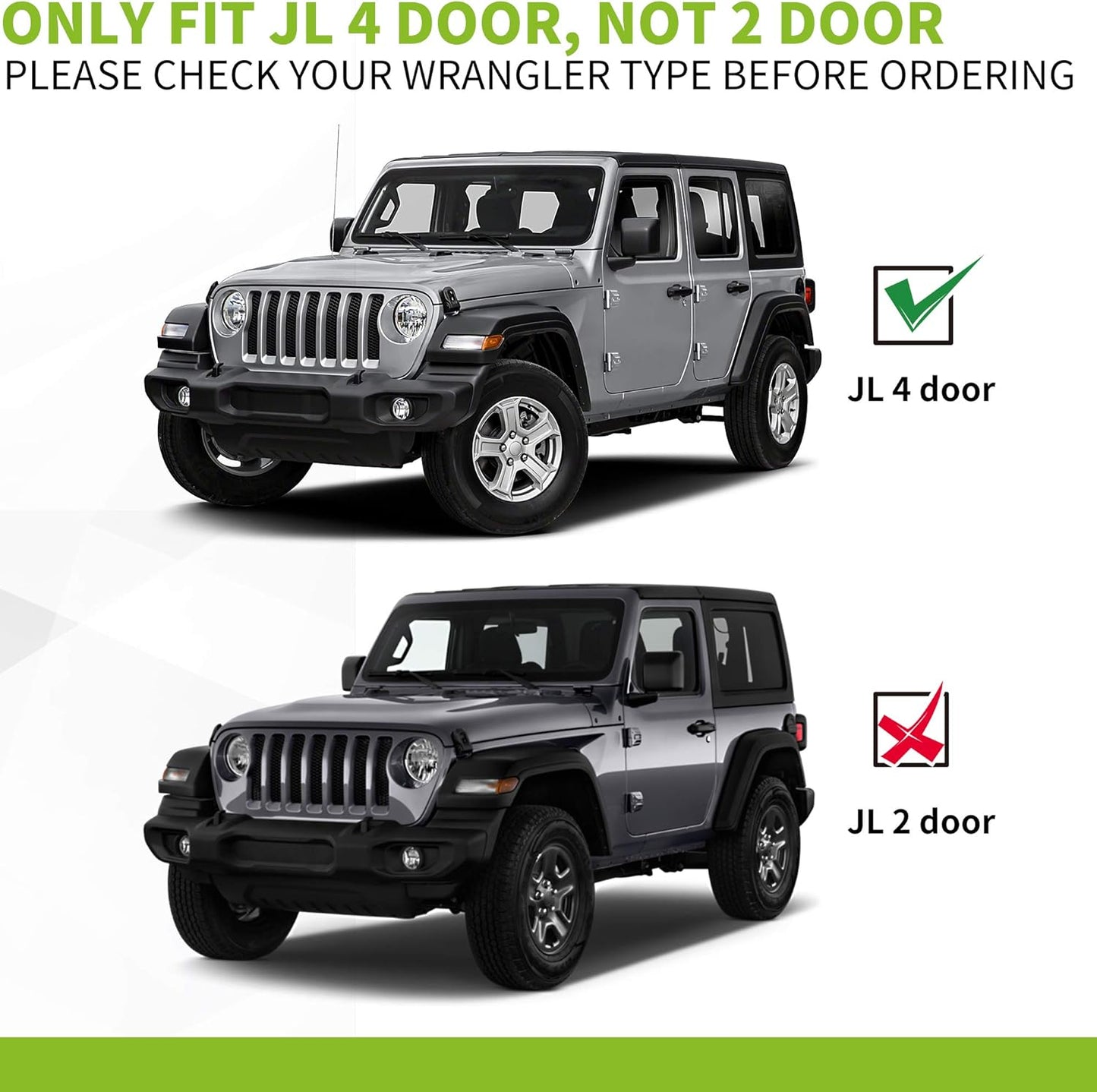 2PCS 6 inches OE Style Running Boards, Nerf Bars, Side Steps Compatible for 2018-2024 Jeep Wrangler JL 4-Door Black (Excl JK Model)