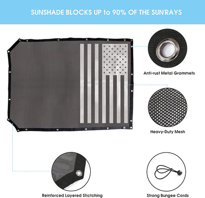 Sunshade for Ford Bronco,Mesh Sun Shade Bikini Top Cover Bimini Top for Ford Bronco Accessories 2021 2022 2023 4 Door - Blocks UV, Wind, Noise, (Flag) - OMOTOR
