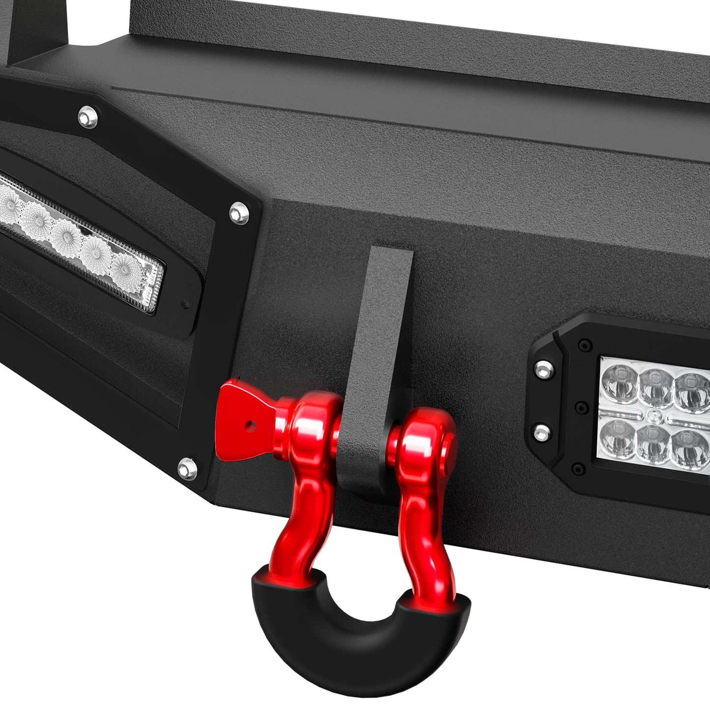 Rear Bumper Compatible with 2016-2023 Toyota Tacoma 3rd Gen with 4 x 18W LED Lights, Paintable Armor & D-rings, Sensor Holes