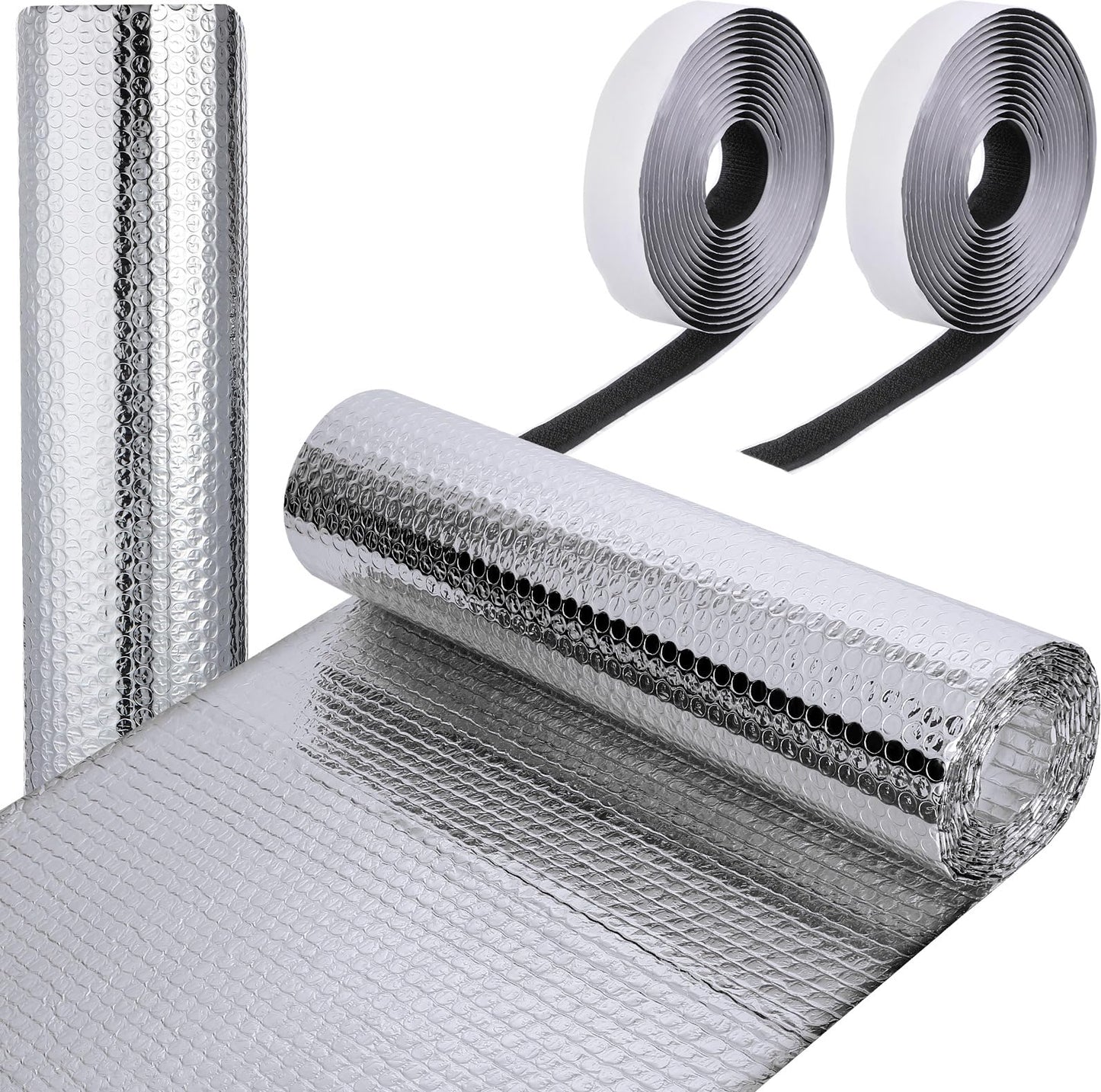 Frienda Double RV Door Window Shade Cover Blackout Reflective Insulation Roll 47x181 Inches Aluminum Foil Insulation Kit for Rv Garage Roof Door Window Skylight Shade(Silver)