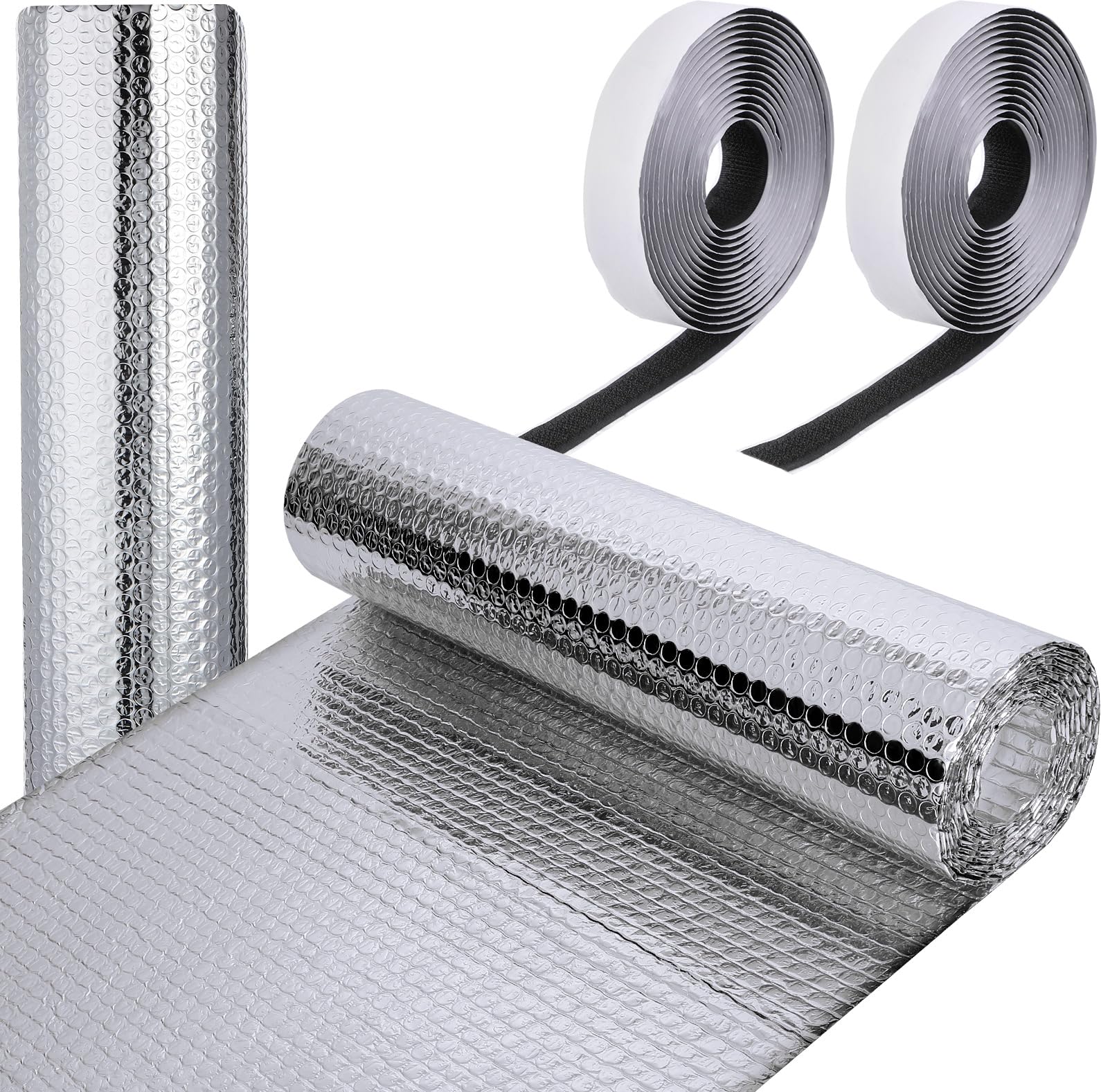 Frienda Double RV Door Window Shade Cover Blackout Reflective Insulation Roll 47x181 Inches Aluminum Foil Insulation Kit for Rv Garage Roof Door Window Skylight Shade(Silver)