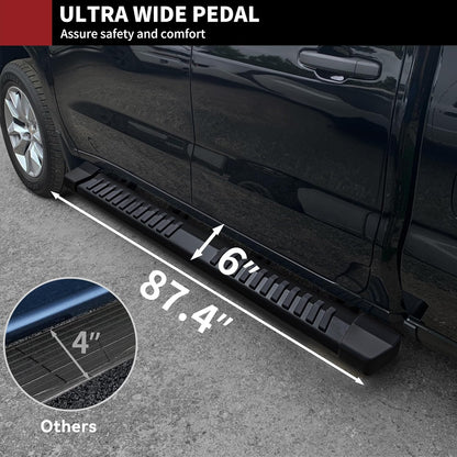 YITAMOTOR 6 Inches Running Boards Compatible with 2019-2025 Chevy Silverado/GMC Sierra 1500 Crew Cab, 2020-2025 2500HD 3500HD Crew Cab Side Steps Textured Black Nerf Bars(Excl. 2019 1500 LD)