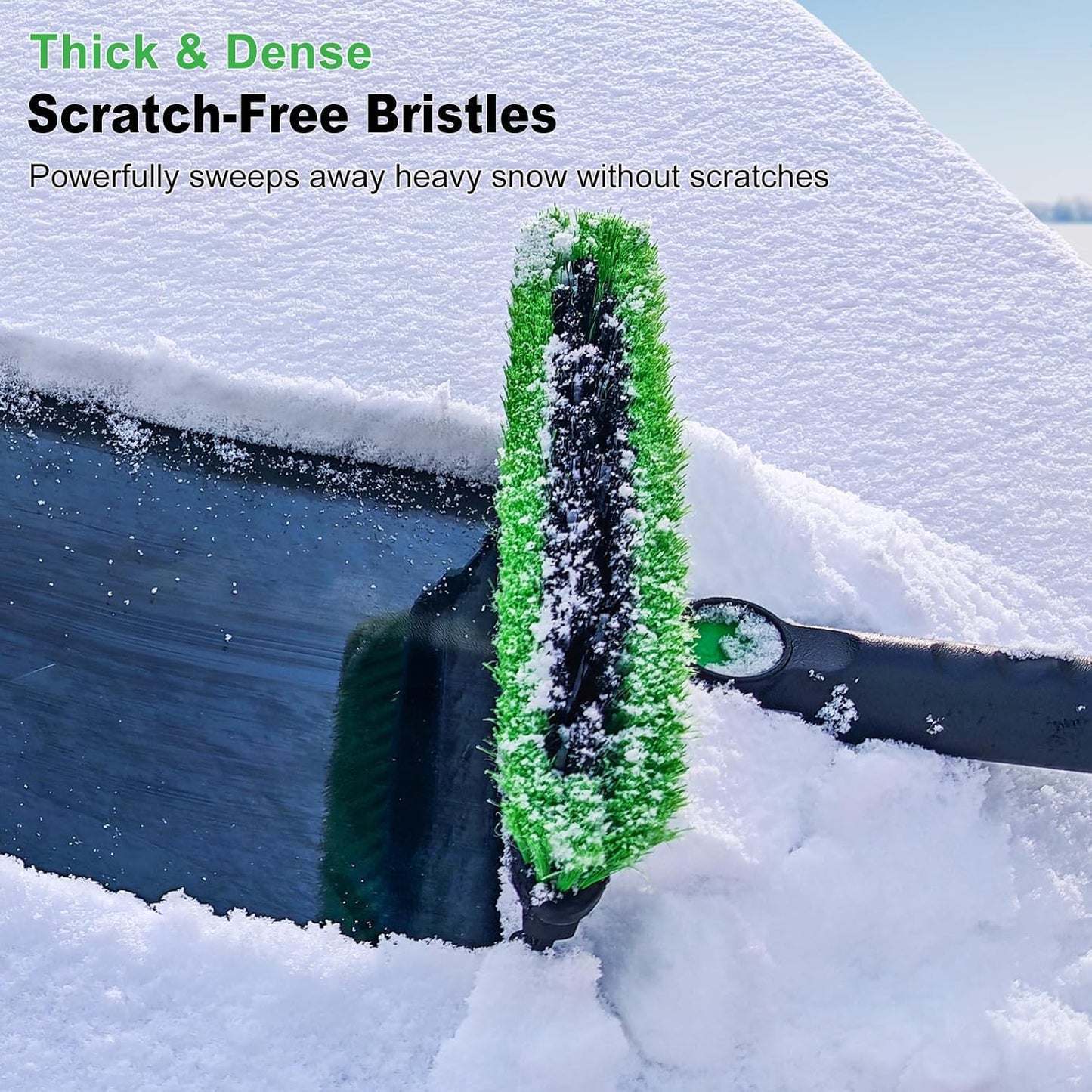 SEAAES 55 Inch Ice Scraper and Snow Brush with Squeegee, Extendable Snow Ice Removal with Foam Grip for Windshield SUV Truck Vehicle Window