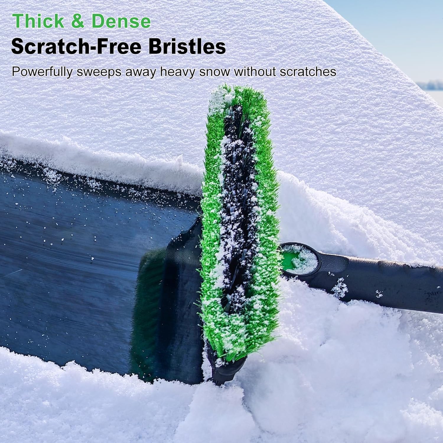 SEAAES 55 Inch Ice Scraper and Snow Brush with Squeegee, Extendable Snow Ice Removal with Foam Grip for Windshield SUV Truck Vehicle Window