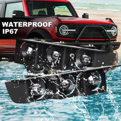 LED Fog Lights for Ford Bronco 2021 2022 2023 2/4 Door, Front Bumper Fog Lamps with Bracket, Daytime Running Light Accessories (White Light)