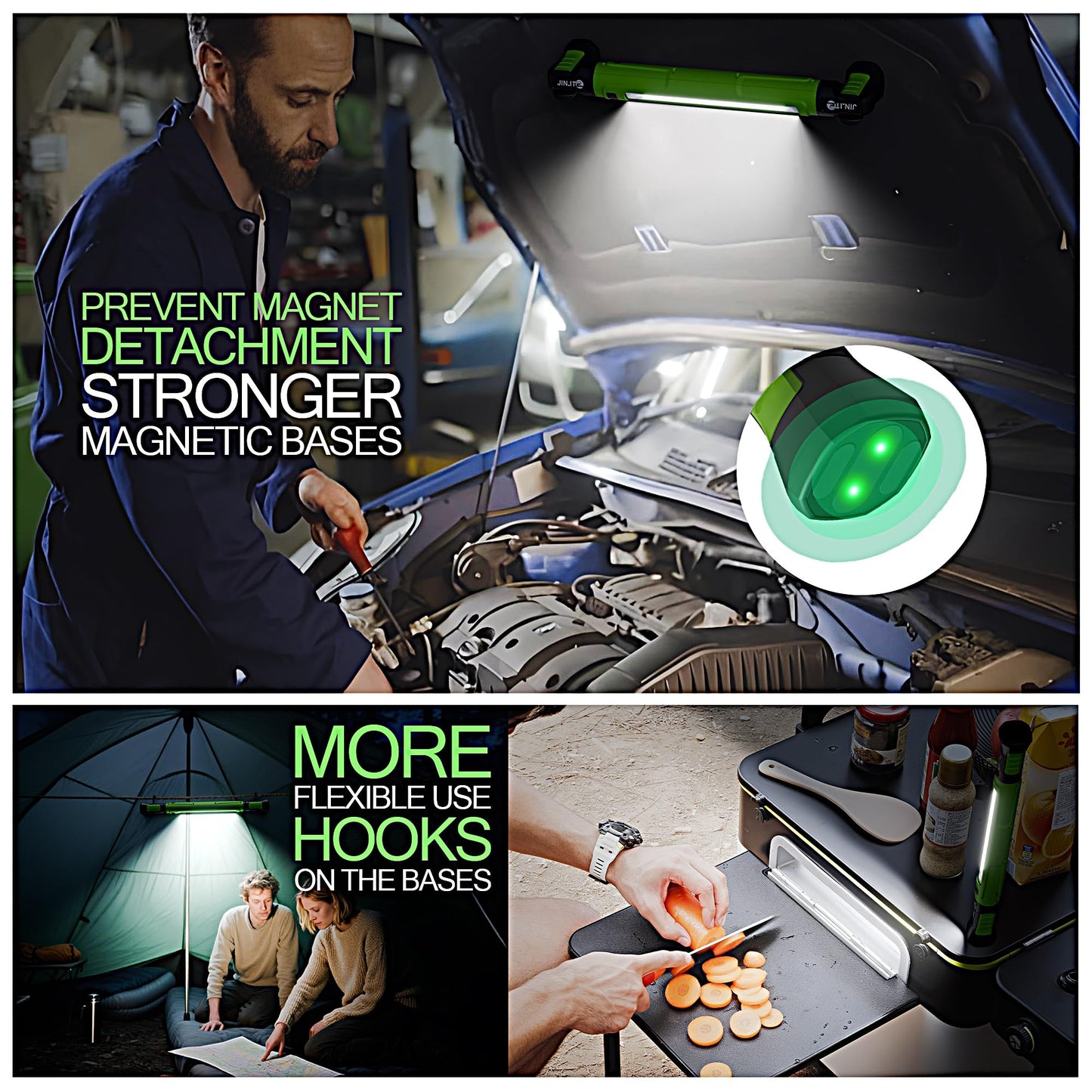 Magnetic Work Light - 3000LM Rechargeable LED Work Light Bar, 5200mAh Under Hood Mechanic Light for Garage, Workshop, Vehicle Inspection