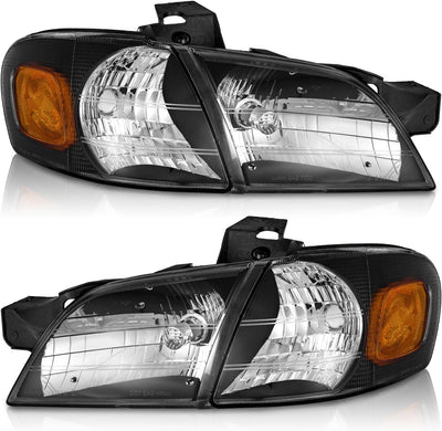 Headlights for 97-05 Chevy Venture, 97-04 Oldsmobile Silhouette, 97-99 Pontiac Trans Sport, 99-05 Pontiac Montana - Black/Chrome Housing