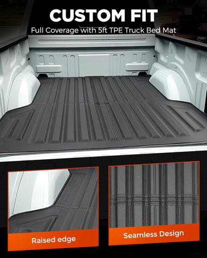 5ft Bed Anti-Slip Waterproof All-Weather Floor Mats For Ford Ranger 2024 - 2026