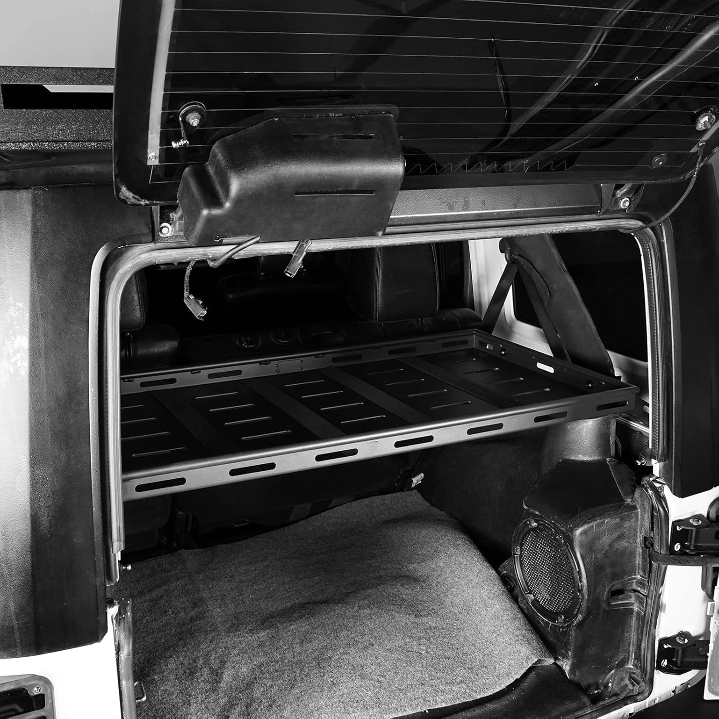 Hooke Road Rear Trunk Cargo Rack Basket Tray Interior Storage Luggage Carrier for 2007-2025 Jeep Wrangler JK JL Unlimited 4-Door Hardtops