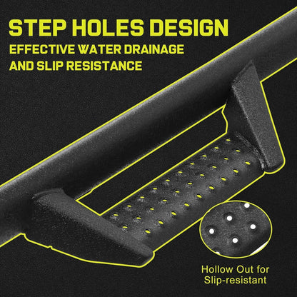 BINARY STAR Curve Design Running Boards Compatible with Vehicle 2020-2025 Jeep Gladiator Jt 4 Door, Rock Rails Sliders Drop Down Side Steps Made with Carbon Steel.