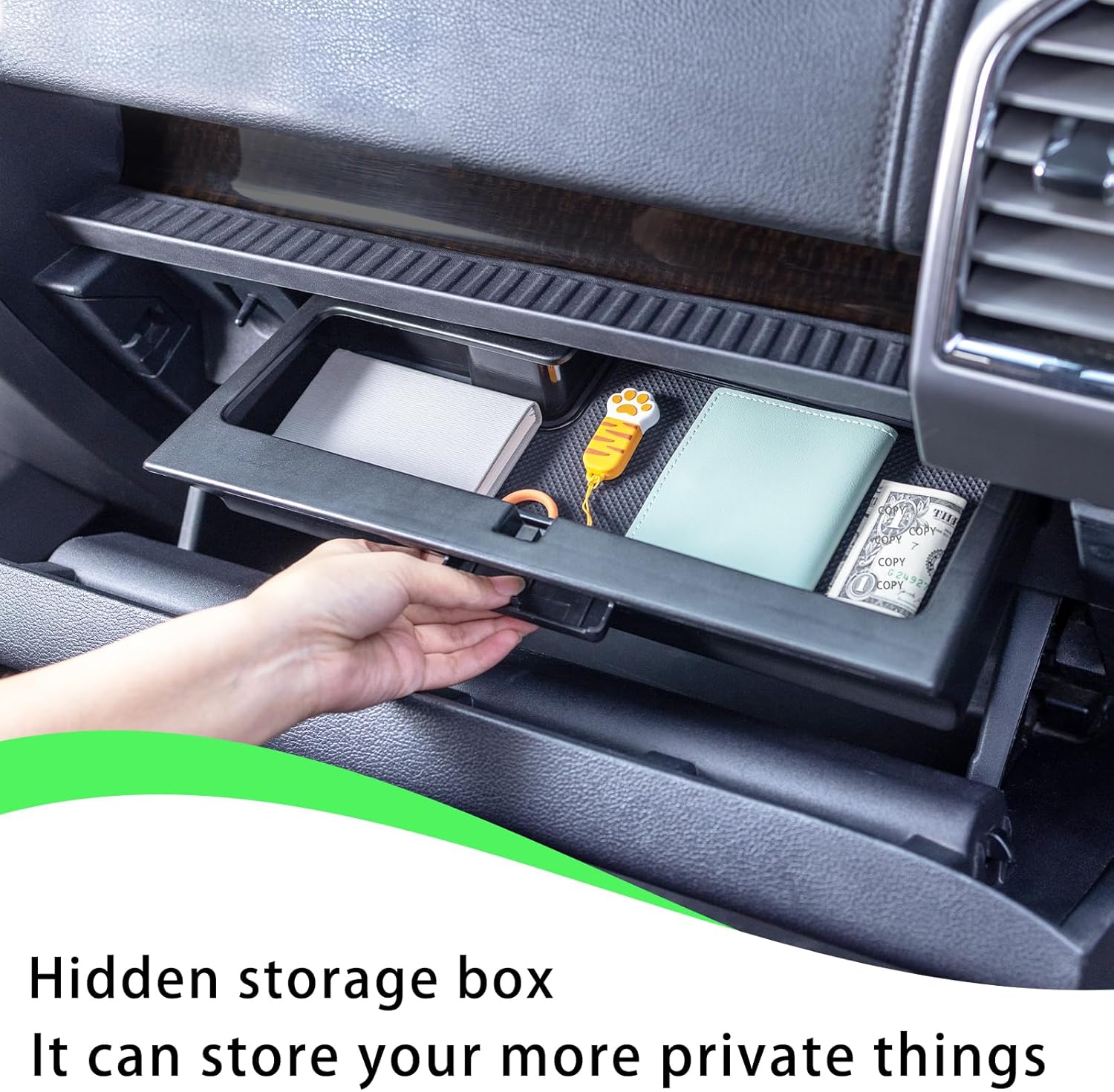 Glove Box Organizer Compatible with 2015-2020 Ford F150 Accessories Interior Hidden Glove Storage Compartment Organizer Tray ABS Materials