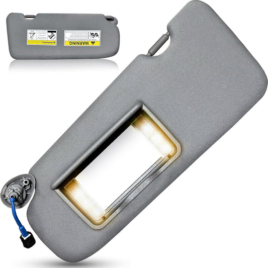 Left Driver Side Sun Visor for Honda CRV 2017 2018 2019 2020 2021 2022 Replace 83280-TLY-H11ZB with Vanity Light/with Makeup Mirror (Grey) - OMOTOR