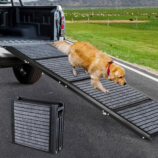 71"/67"/63" Large Dog Car Ramp,Folding Dog Ramp for Stairs with Anti-Slip Rug Surface,Pet Ramp for Dogs to Get Into a Car,SUV & Trucks,Dog Ramps for Large Medium Small Dogs Up to 250Lbs