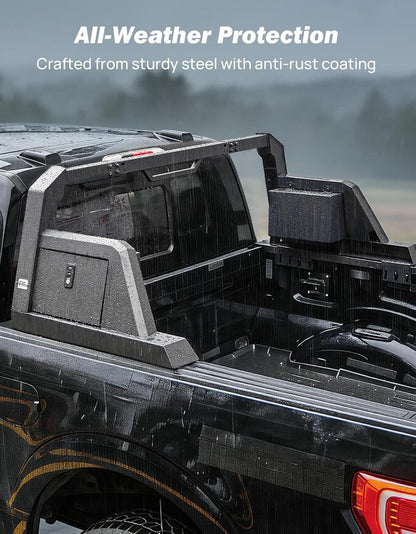 Roll Bar for Full Size Truck with Storage Lock Boxes Compatible with F150, F250, F350, Silverado, Sierra, Ram 1500 2500 3500, Tundra