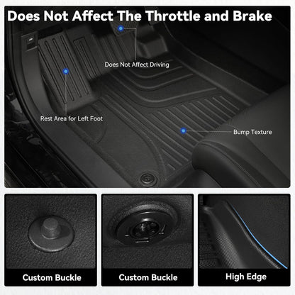 AOMSAZTO Car Floor Mats for Ford Bronco Sport 2021 2022 2023 2024 2025, All Weather Car Floor Mats, 1st & 2nd Row Full Set Floor Liners, Heavy Duty Anti Skid Car Mats, Black