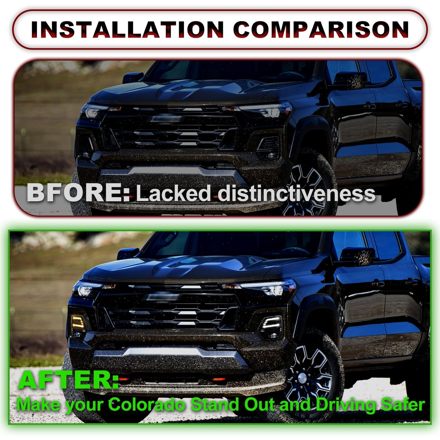 LED DRL Fog Lights with Sequential Turn Signal For Chevrolet Colorado 2023-2026