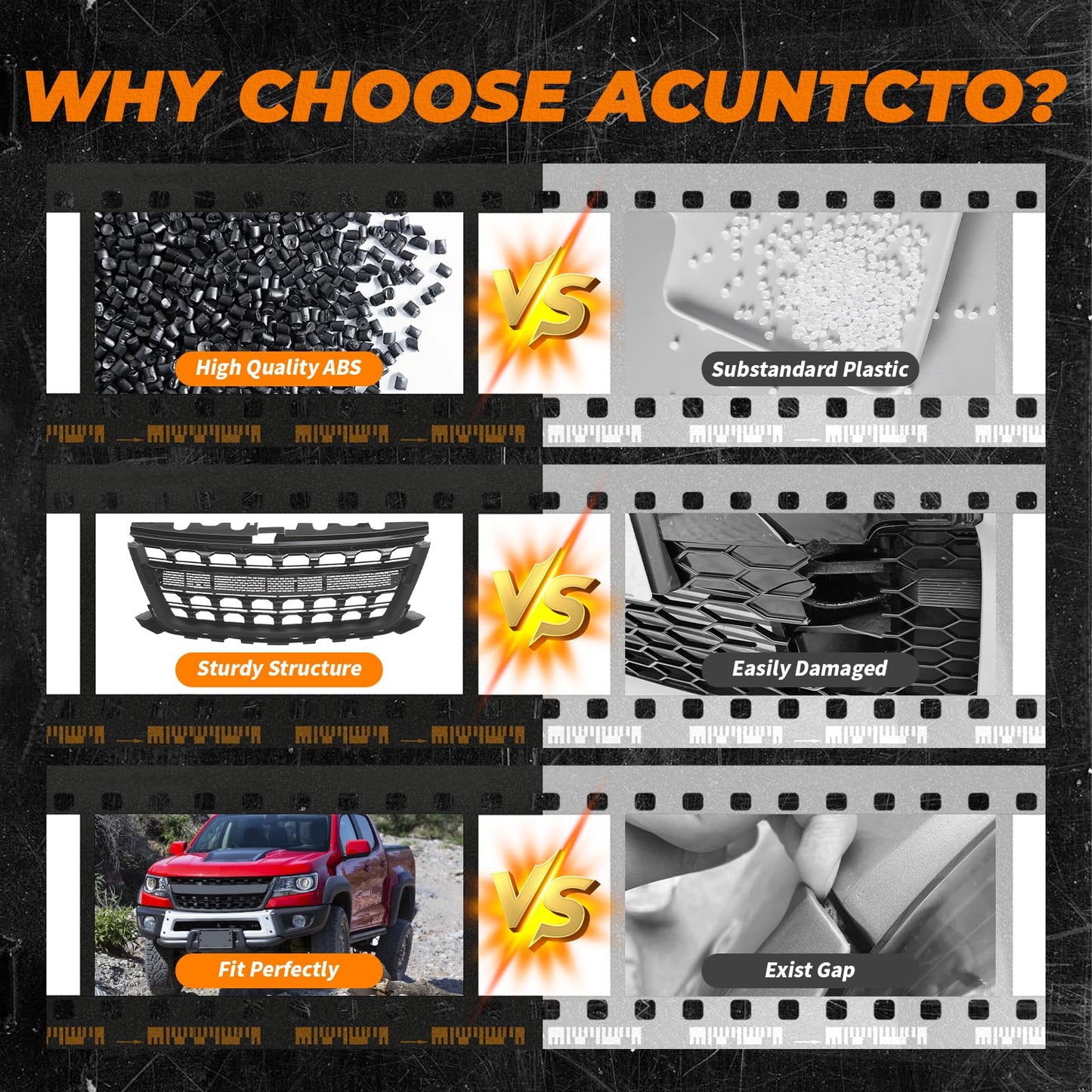 Front Grille Compatible with 2016 - 2020 Colorado Base/LT/WT / Z71 Models