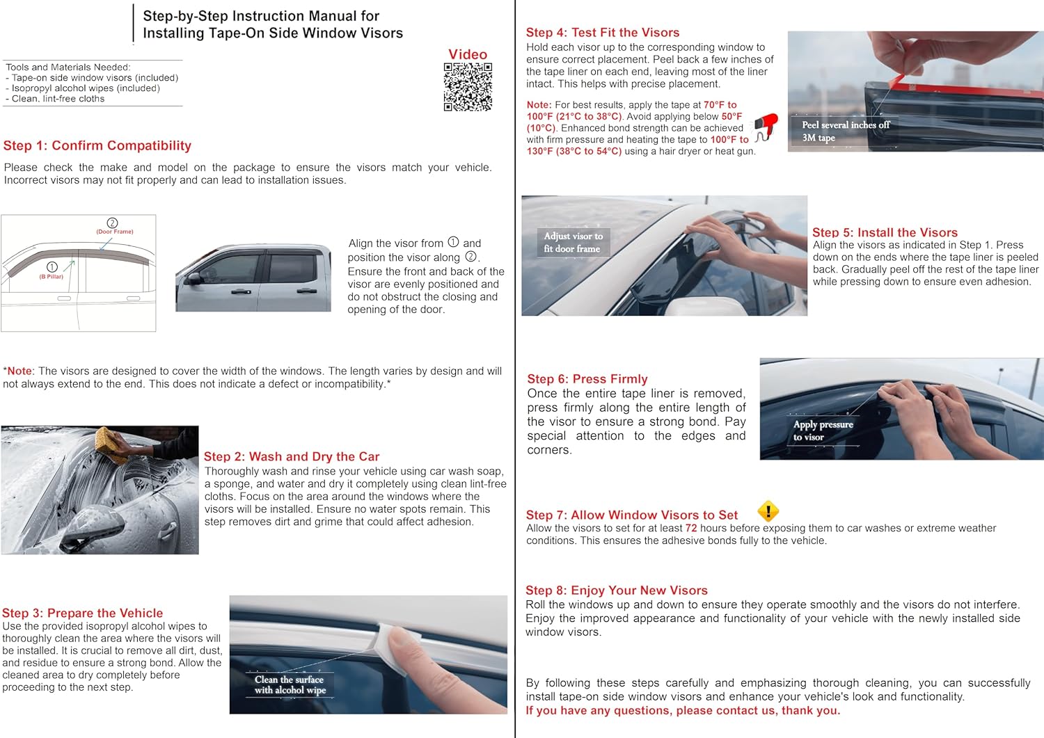 2021-2026 Tape-On Rain Guards for Ford Bronco Side Window Visor Deflectors Sport Big Bend Outer Banks Badlands 2022 2023 2024 2025