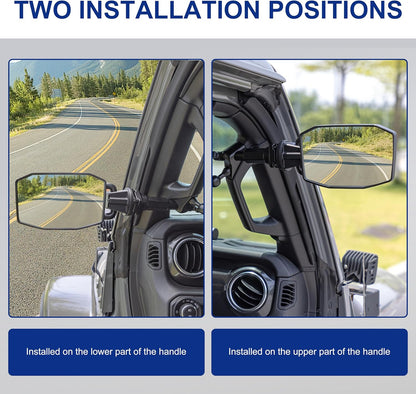Upgraded Mirrors Doors Off Compatible with Jeep Wrangler JL JLU and Gladiator JT 2018-2023, Quick Release JL Mirror, No Wobble & Quick Removal knob(Not Fit 2024 2025) Patent Pending
