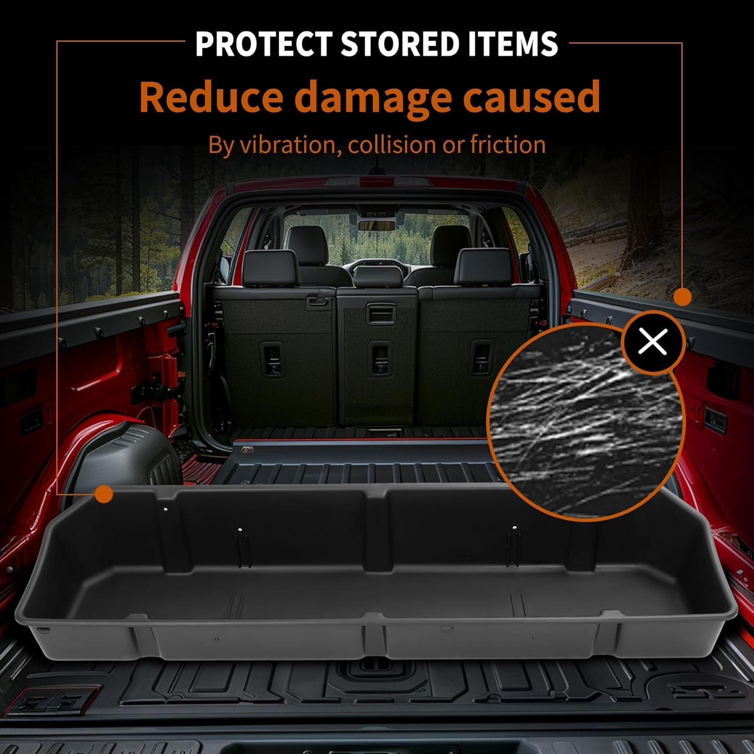 KUAFU Full Size Truck Bed Storage Box Compatible with Ford Chevrolet GMC Dodge Ram Toyota Nissan Universal 55 Inch - 69 inch Wide Adjustable Beds Secure Cargo Organizer Protect Groceries