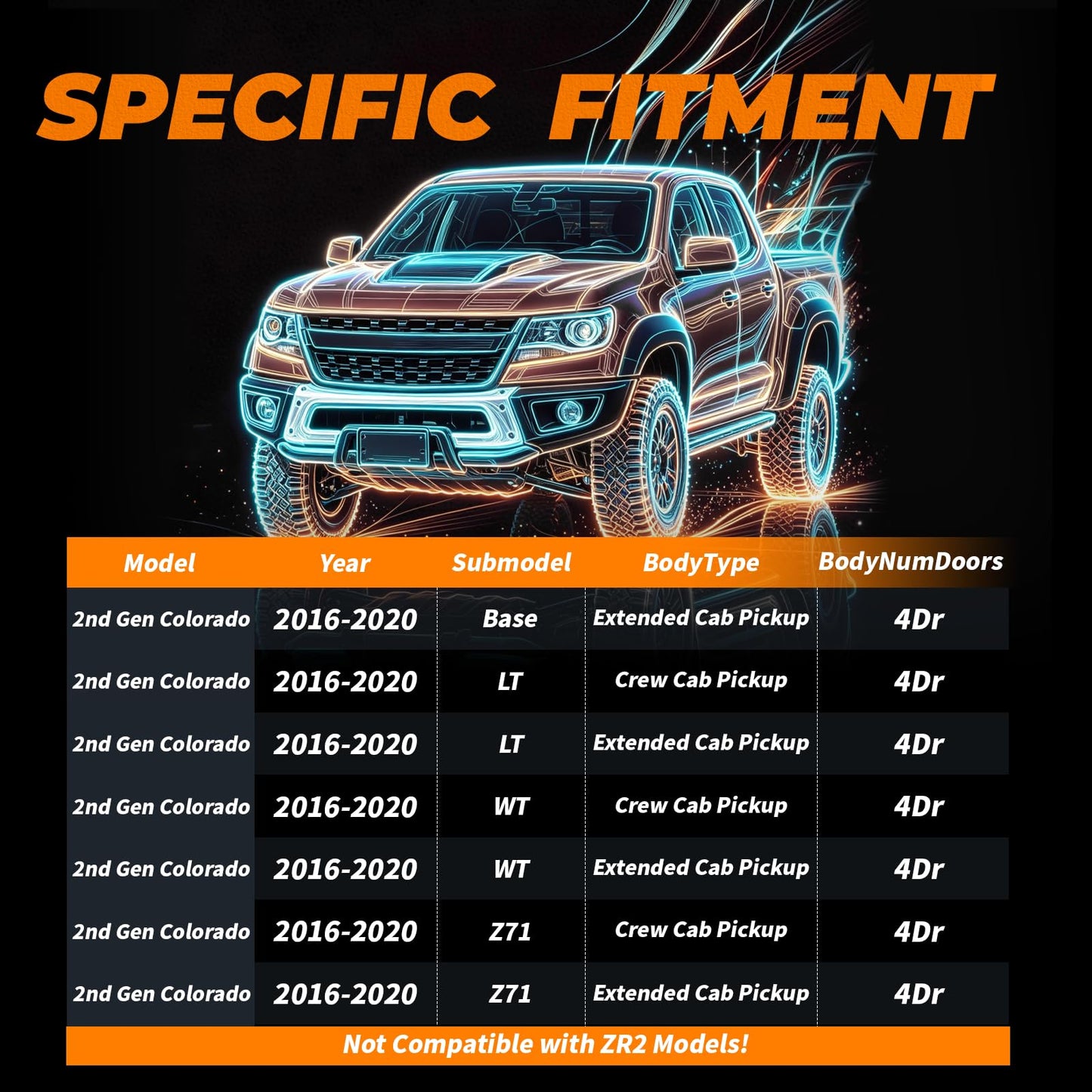Front Grille Compatible with 2016 - 2020 Colorado Base/LT/WT / Z71 Models