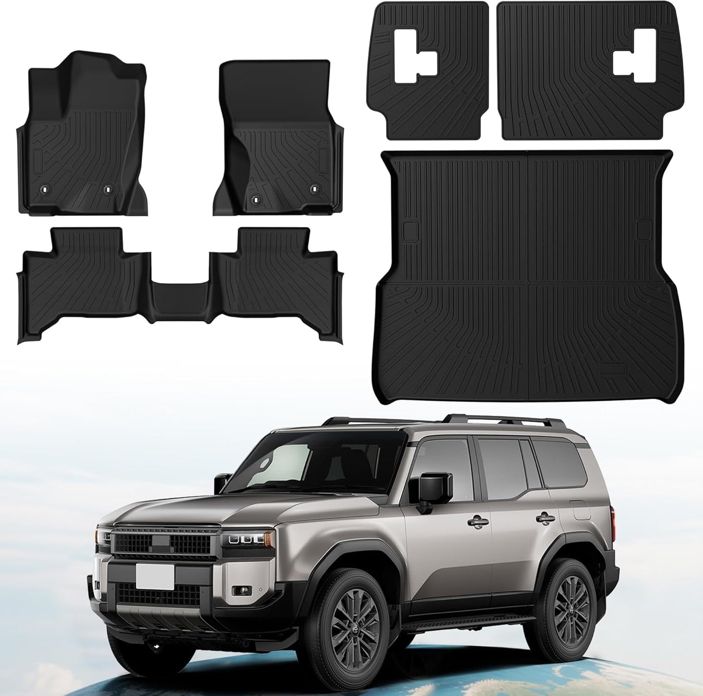 6 Pcs Floor Mats Cargo Mat Fit for Toyota Land Cruiser Prado LC250 2024-2026 / Lexus GX550 2024-2026