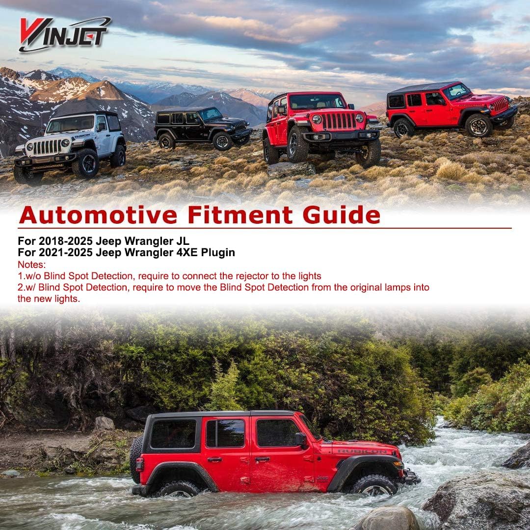 Winjet Tail Lamps Compatible with Jeep [2018-2025 Wrangler JL] & [2021-2025 Jeep Wrangler 4XE Plugin] LED Sequential Tail Lights (Black Clear)