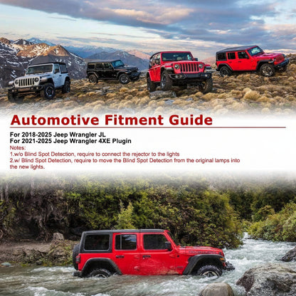 Winjet Tail Lamps Compatible with Jeep [2018-2025 Wrangler JL] & [2021-2025 Jeep Wrangler 4XE Plugin] LED Sequential Tail Lights (Black Clear)