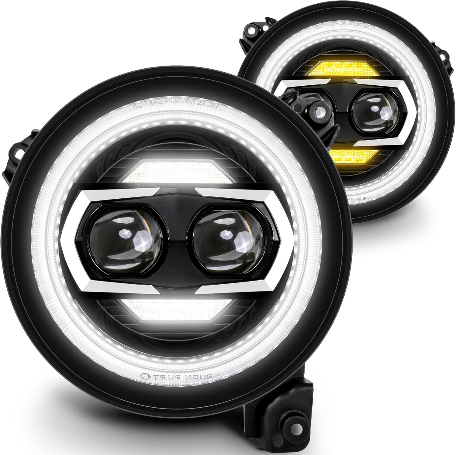 TRUE MODS 9 Inch Round LED Headlights Replacement for 2018-2025 Jeep Wrangler JL JLU Unlimited Gladiator JT Accessories [DOT Approved] [DUAL HALO DRL] Sealed Beam Front Head Light Lamp Bulb